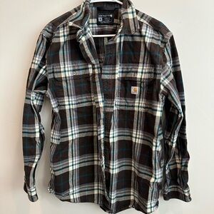Carhartt Casual Button Down Shirt Black and Blue. Men’s loose fit.